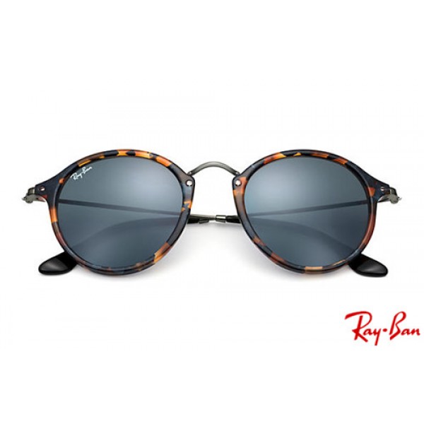 Replica Ray Bans RB2447 Round Fleck with Tortoise; Gunmetal frame and Blue/Gray Classic knockoff ray ban sunglasses